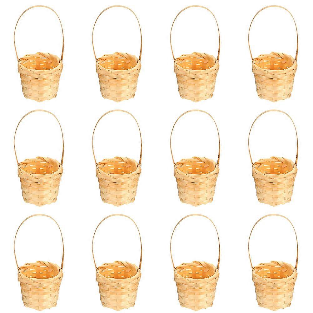 12Pcs Mini Woven Baskets with Handles Small Rustic Candy Flower Baskets
