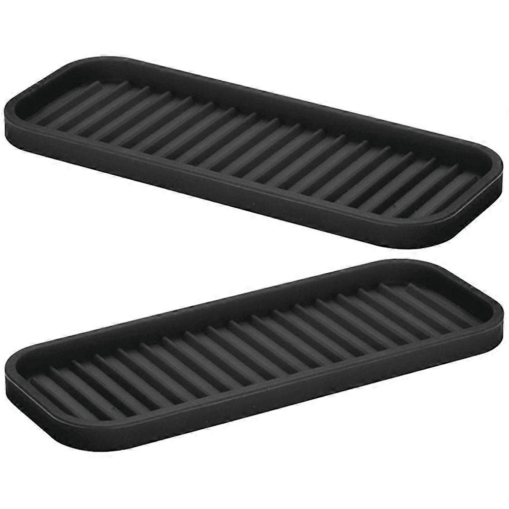 Rectangular Sponge Holder Silicone Organizer Tray For Kitchen Sink Bathroom Counter Multipurpose 23X9X1.5CM 2Pcs