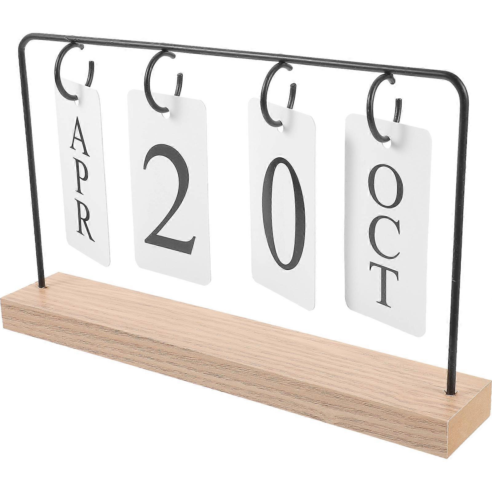 Daily Flip Calendar For Desk Perpetual Wooden Date Display Office Table Desktop Decorations Multi-functional Use 1Set
