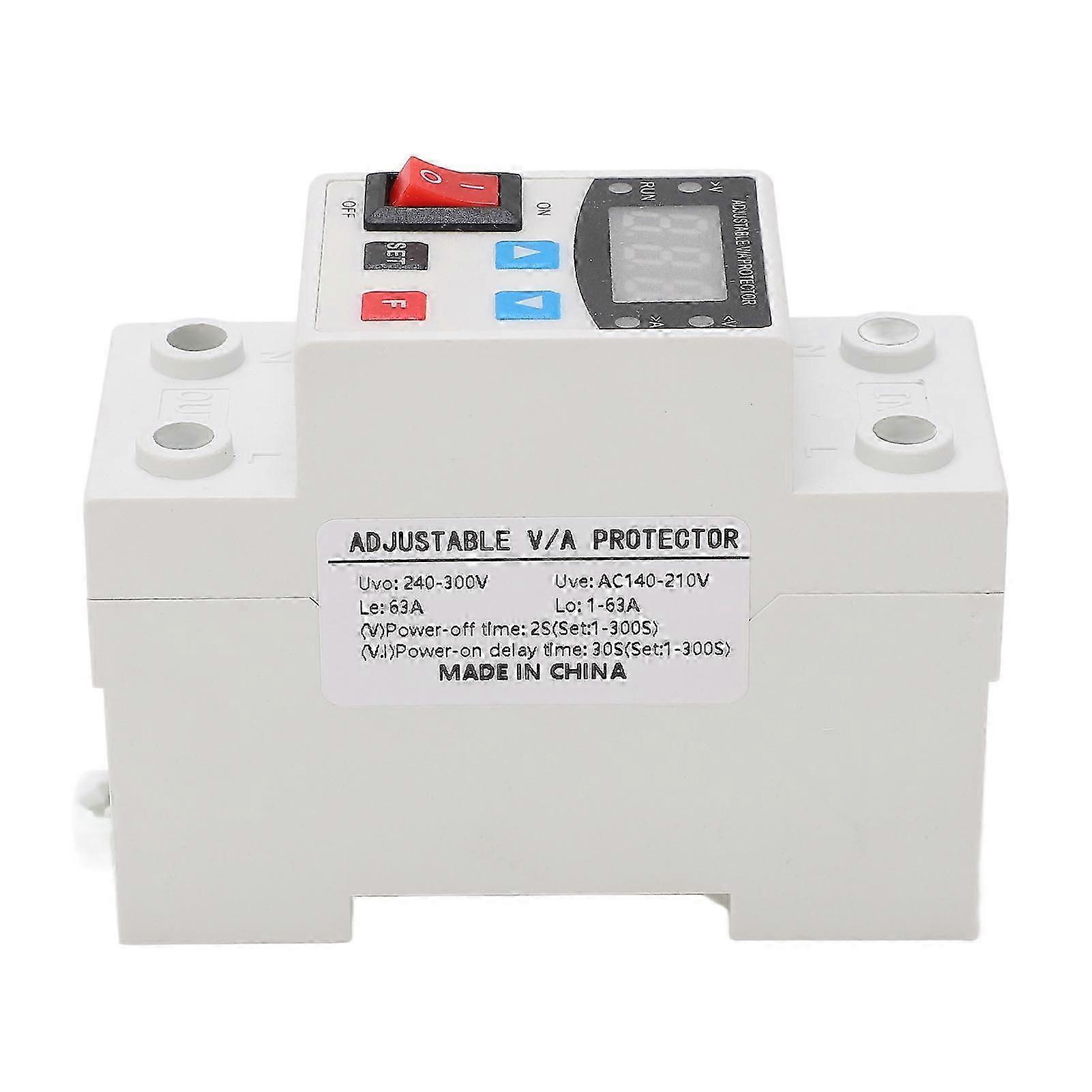 Over Under Voltage Protector Adjustable Digital Display Voltage Current Protective Device Arrester Device 1?63A 240?300V