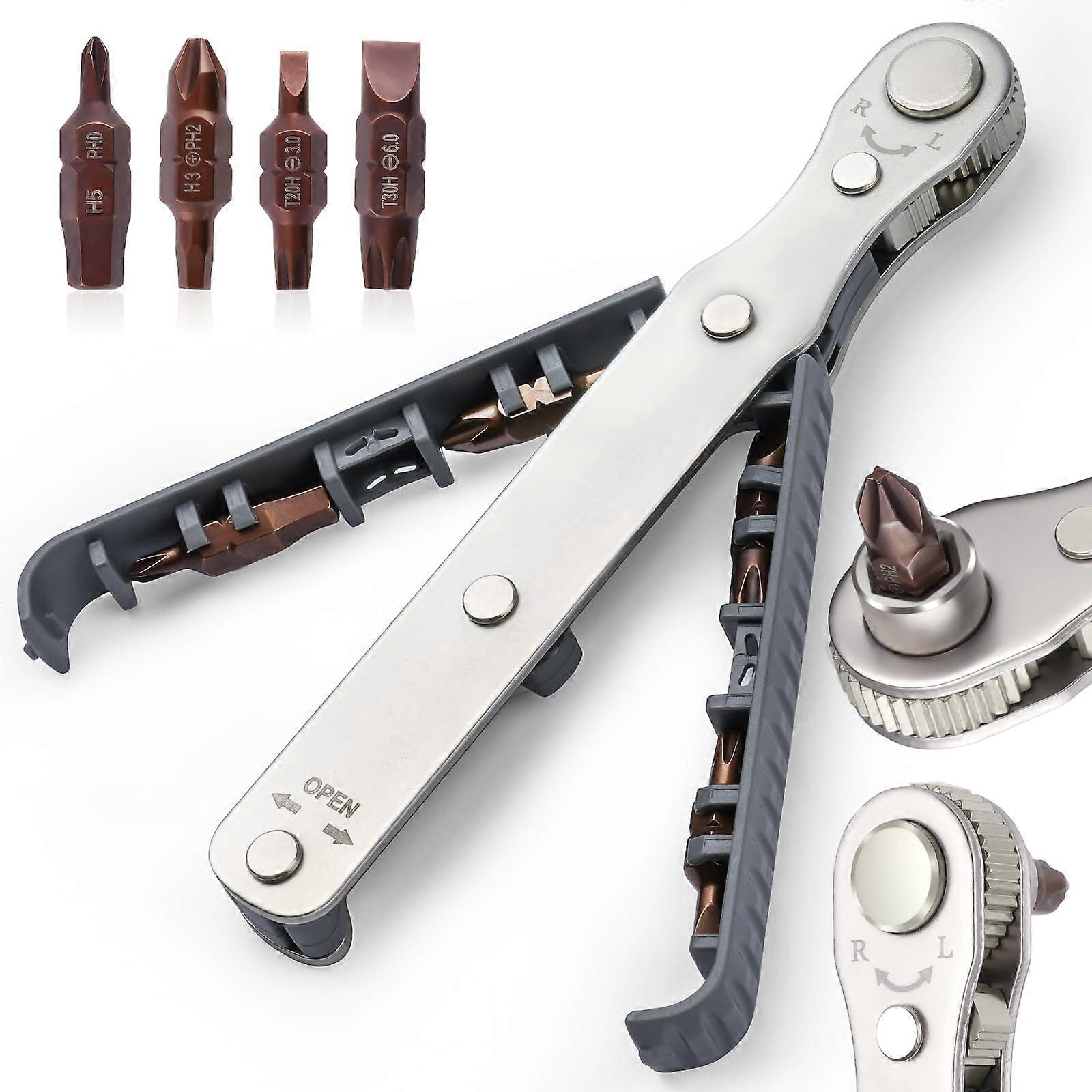 Ratchet Screwdriver, Magnetic Screwdriver, 1/4" Drive High Torque