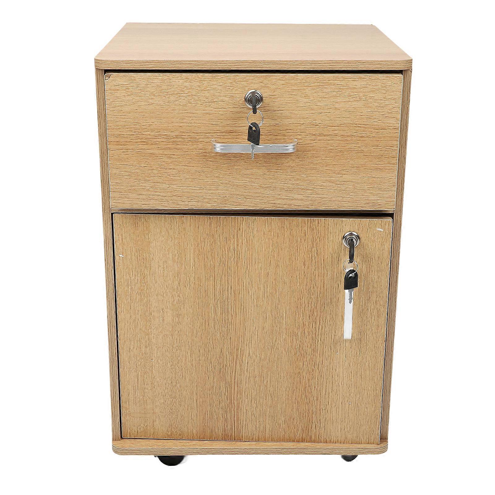 Heavy Duty Rolling Multi-Drawer Mobile Filing Cabinet with Locks and Casters for Home and Office Use, Oak Color