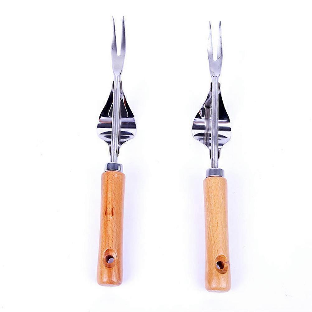Yard Garden Weeding Tools Wooden Fork Head Weeder Trimming Tools Courtyard Silver 1Pcs