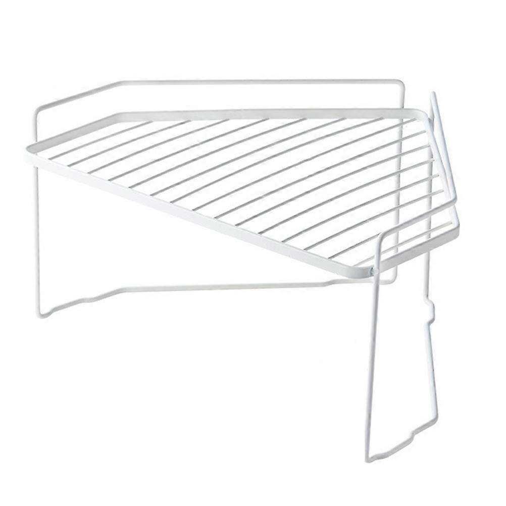 White Triangle Storage Rack for Kitchen Use Carbon Steel Shelf Space-saving Design 1Pc
