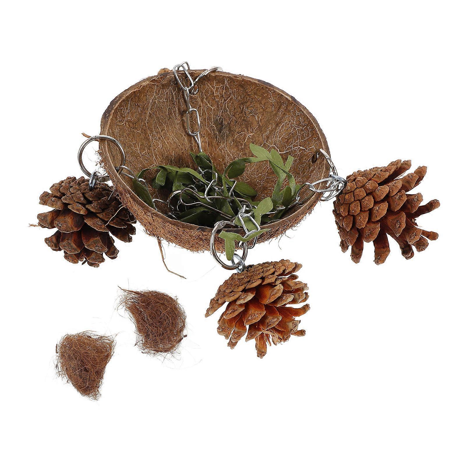 Coconut Bird Hanging Bed Shredded Coconuts Material Parrot Resting Swing Toy For Parrots Half-Circle 1Set