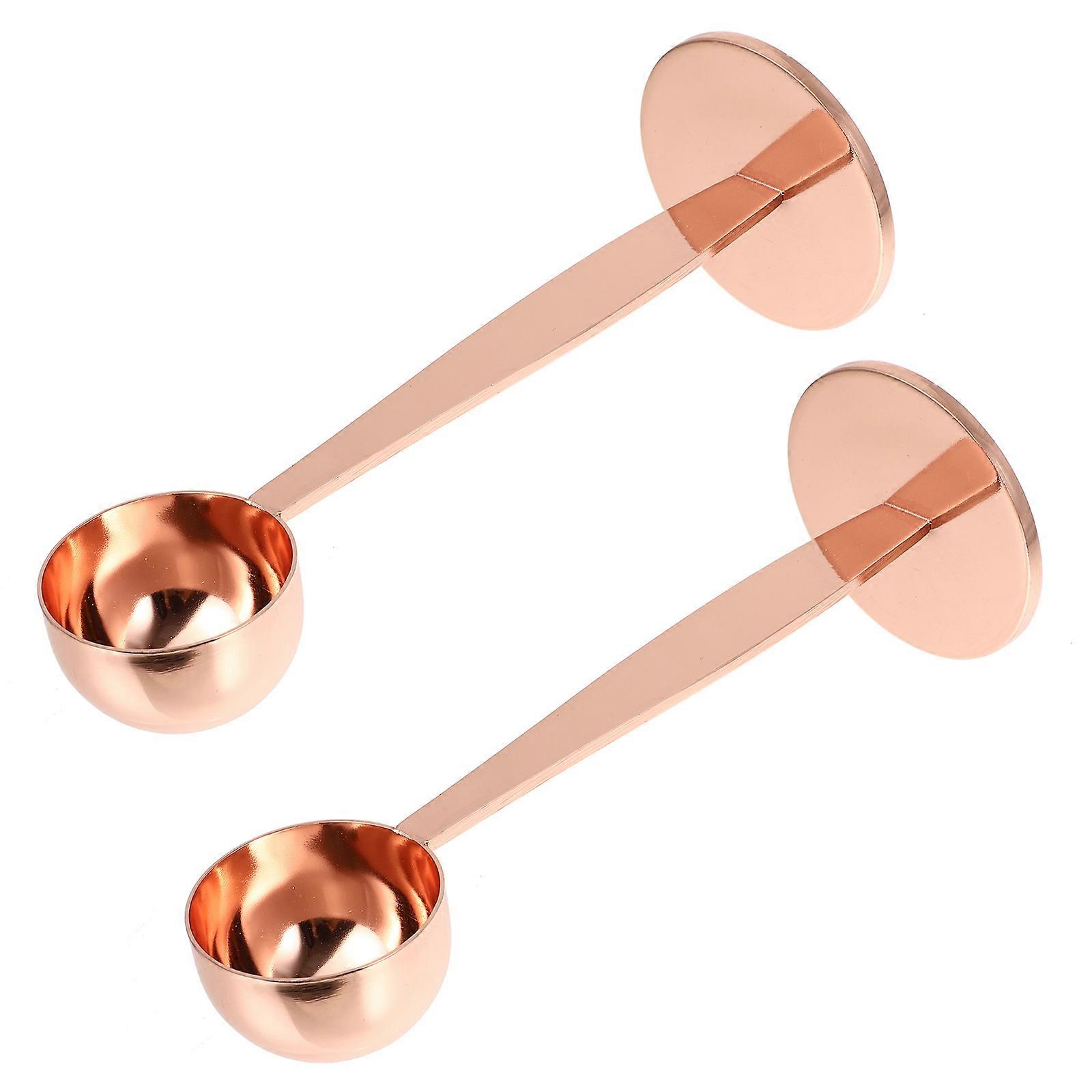 Coffee Measuring Scoop Espresso Tamper For Pressing Powder 2Pcs Home Users Rose Gold Rounded Edges Double Sides Design