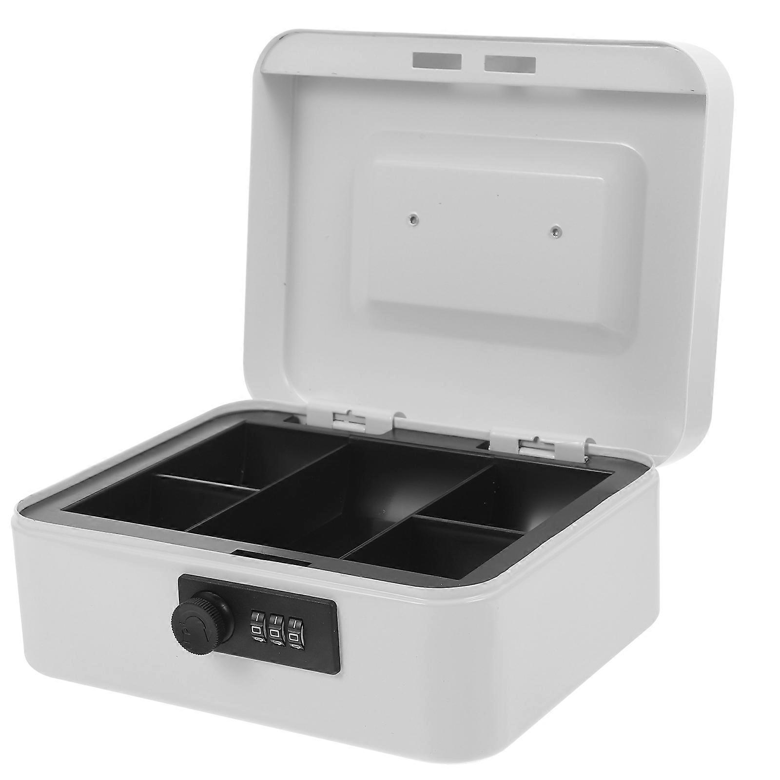 Locked Cash Box Rectangular Storage Case Office Use Iron Material 1Pack