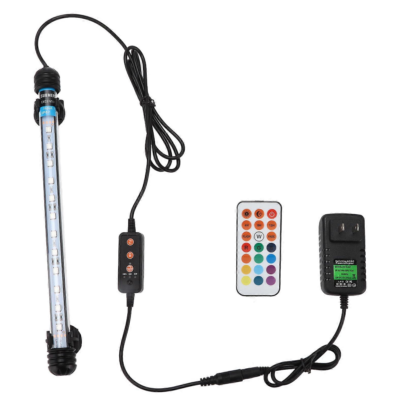 Aquarium Light Adjustable Timing Strong Penetrating Power Submersible LED Aquarium Light 110‑240V12 Lamp Beads US Plug