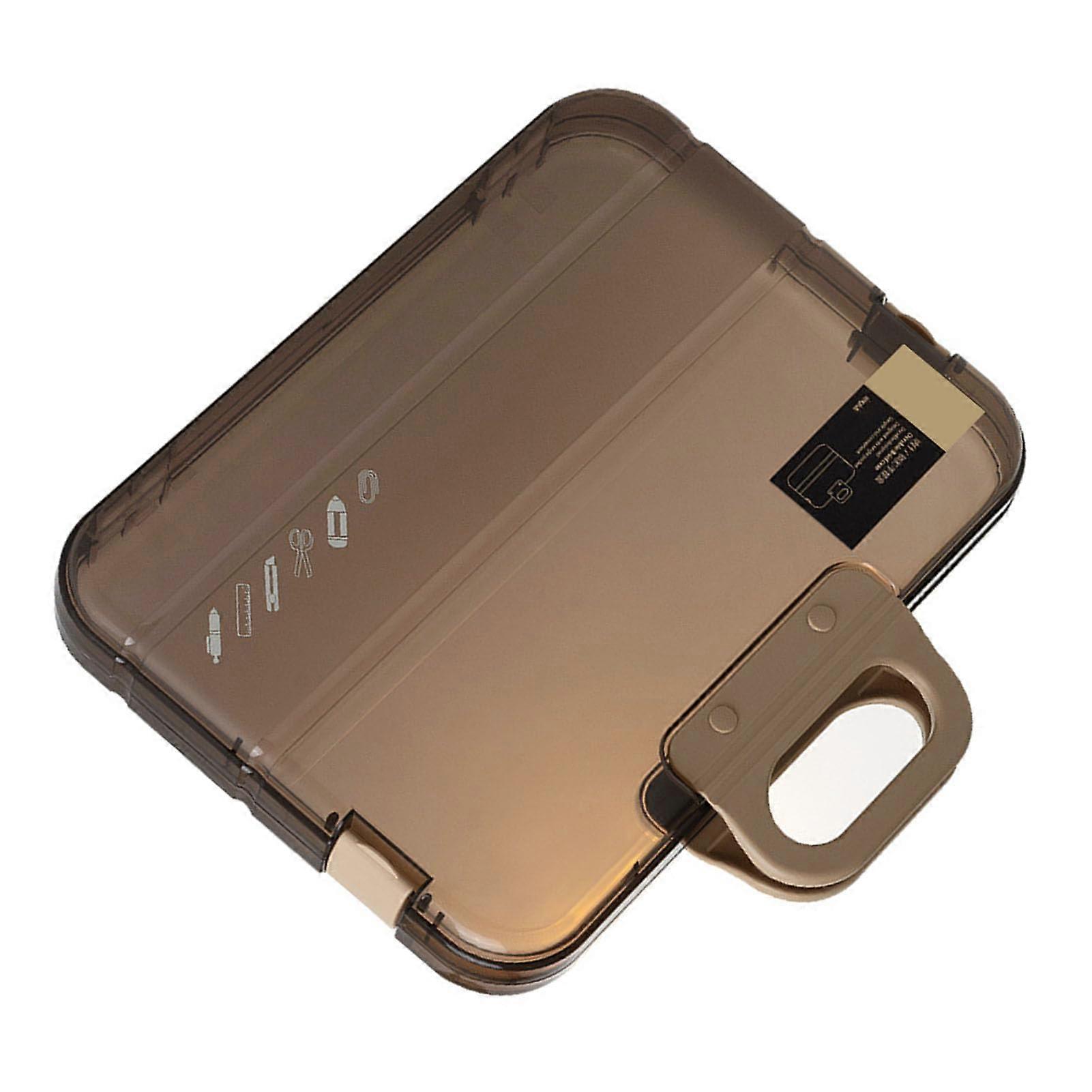 Clear Briefcase - Durable Portable Project Bag, Large Capacity for School and Office, Coffee Color, Multipurpose Design