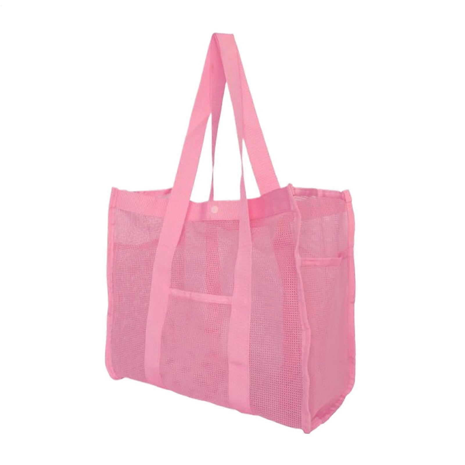 Beach Tote Bag  Mesh Sandresistant Large Storage Reusable Pink