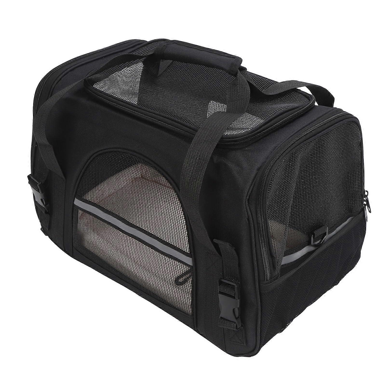 Soft Cat Carrier, Pet Carrier Breathable Mesh Puppy Bag Dog Carrier for Small Medium Travel Bag Airline Approved Long Short Trips Camping in Black