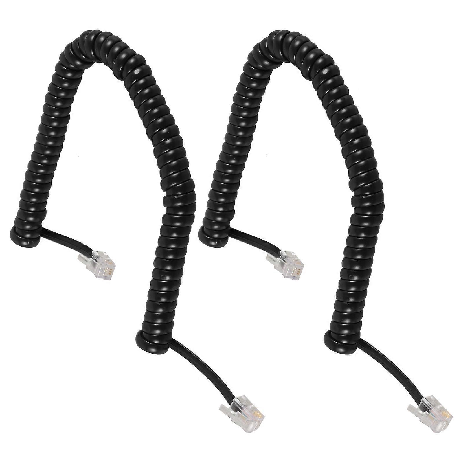 Coiled Telephone Cords for Landline Phones – Durable Receiver Cables, Easy Installation, Black