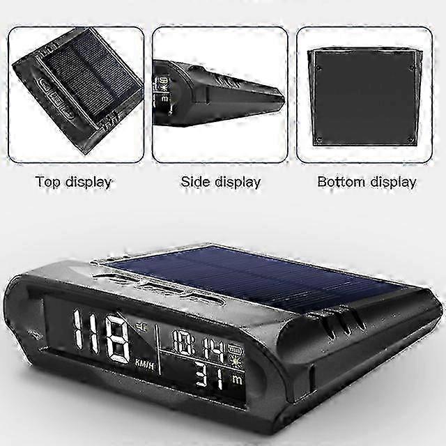 Solar-Powered Wireless GPS Head-Up Display with Speed, Time, Temperature, and Altitude Tracking