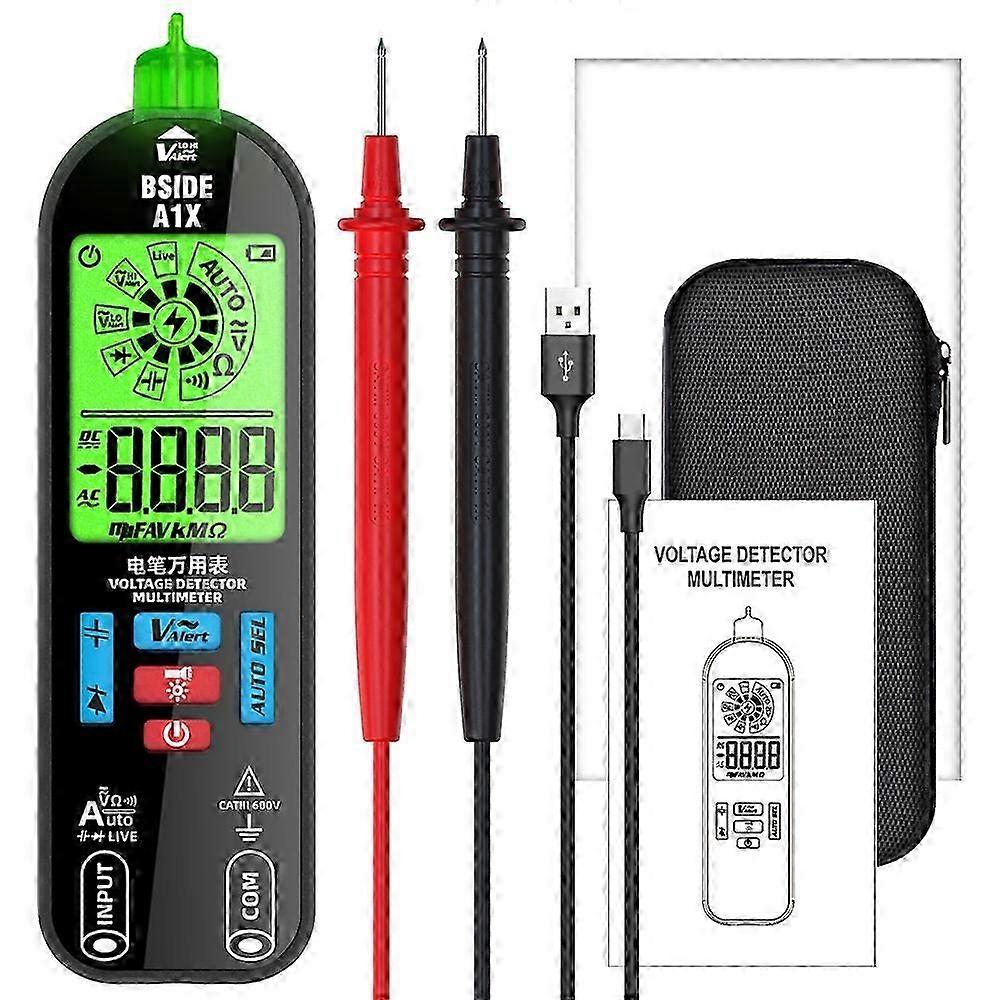 BSIDE Handheld Digital Multimeter Electric Test Pen Professional Voltage Resistance Diode Tester Live Wire Recognition Meter with Automatic Shutdown a