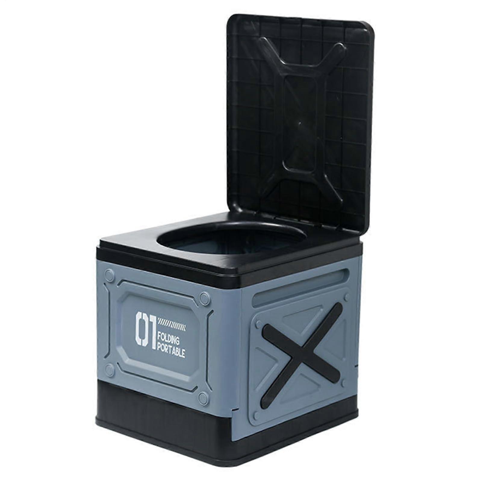 Portable Camping Toilet – Foldable Seat, Potty, Compact Door AdultSized with Lid and Sturdy Base, for RVs, Blue