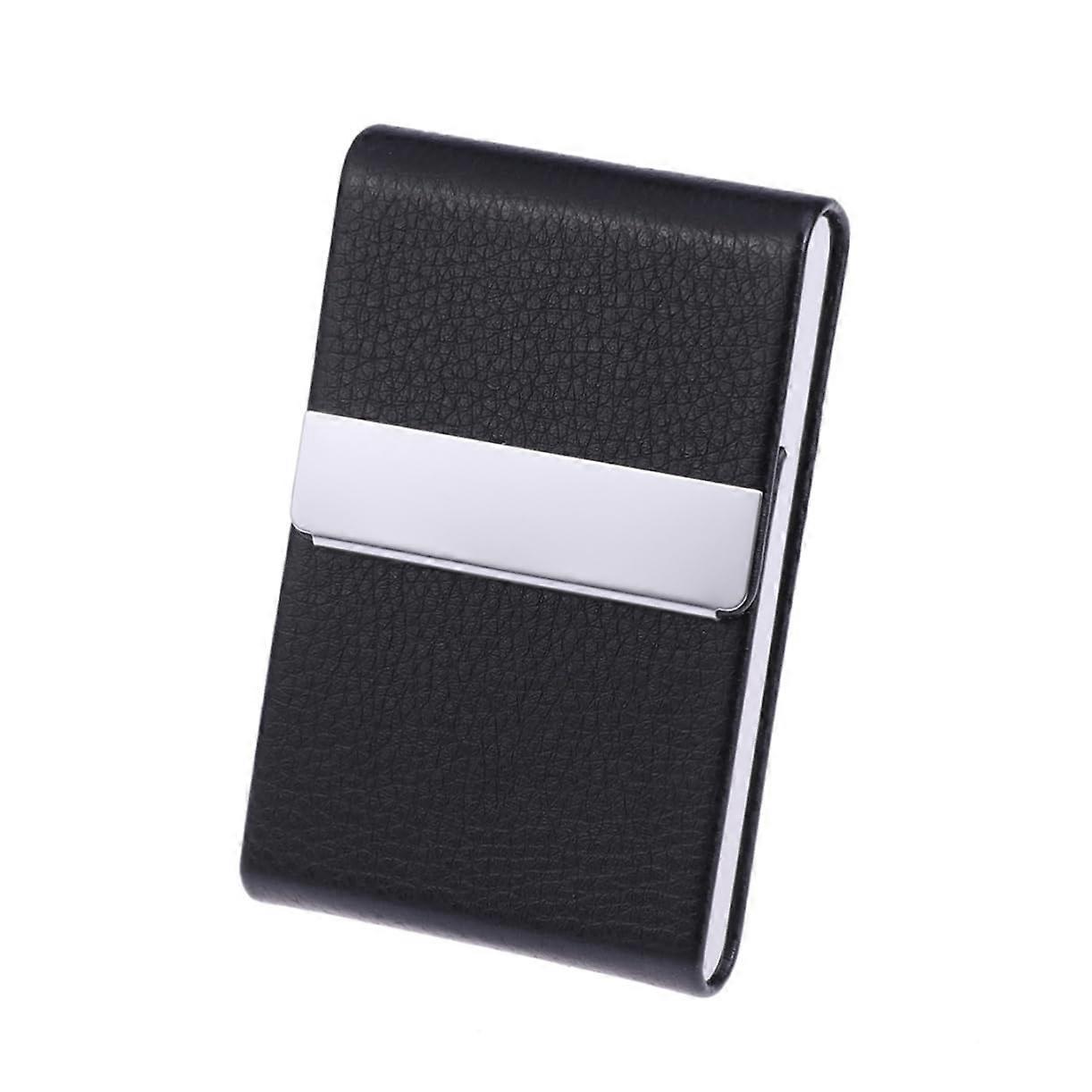 business card holder made of leather with surface design for men and women, for credit cards and business cards, black, professional.