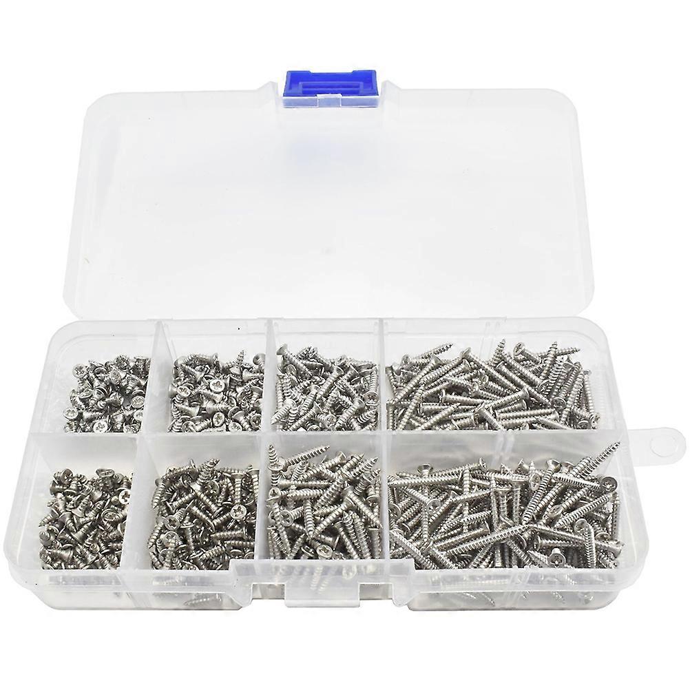 1 Set Flat Head Self Tapping Screws Assortment Kit Carbon Steel Screws
