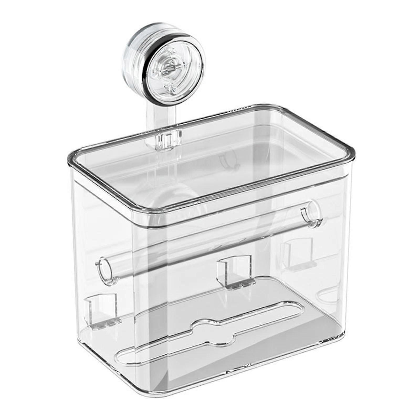 Functional Tissue Box for Bathroom, Space-Saving Design with Suction Cup, Transparent Tissue Holder for Home and Office