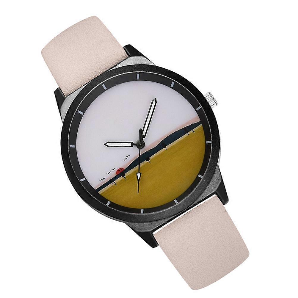 Quartz Watch for Lovers Simple and Stylish PU Wristwatch Daily Casual 1Pack