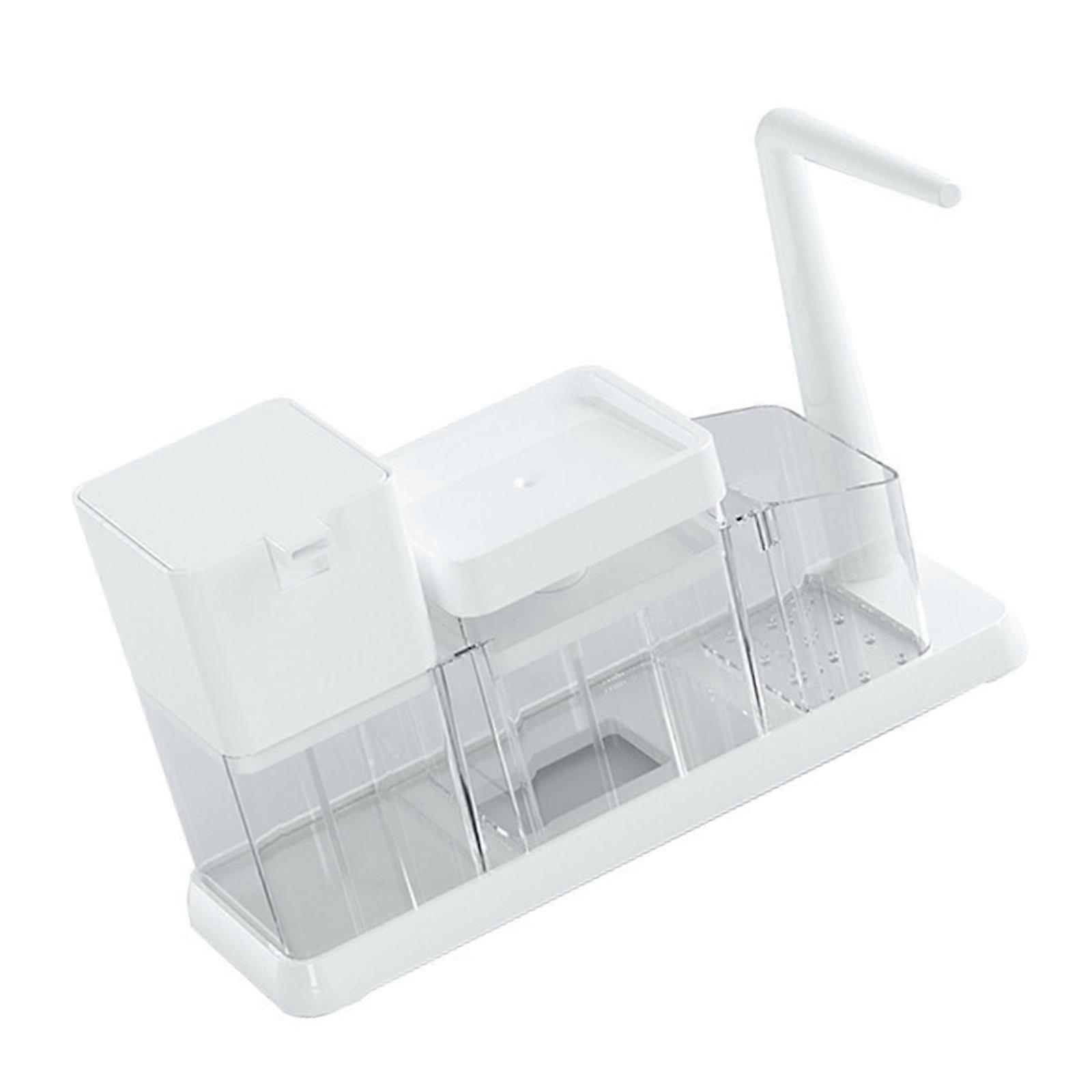 Press Style Soap Dispenser Shelf Bathroom Counter Organizers Includes Detachable Storage Tray for Toothbrush Multicolor