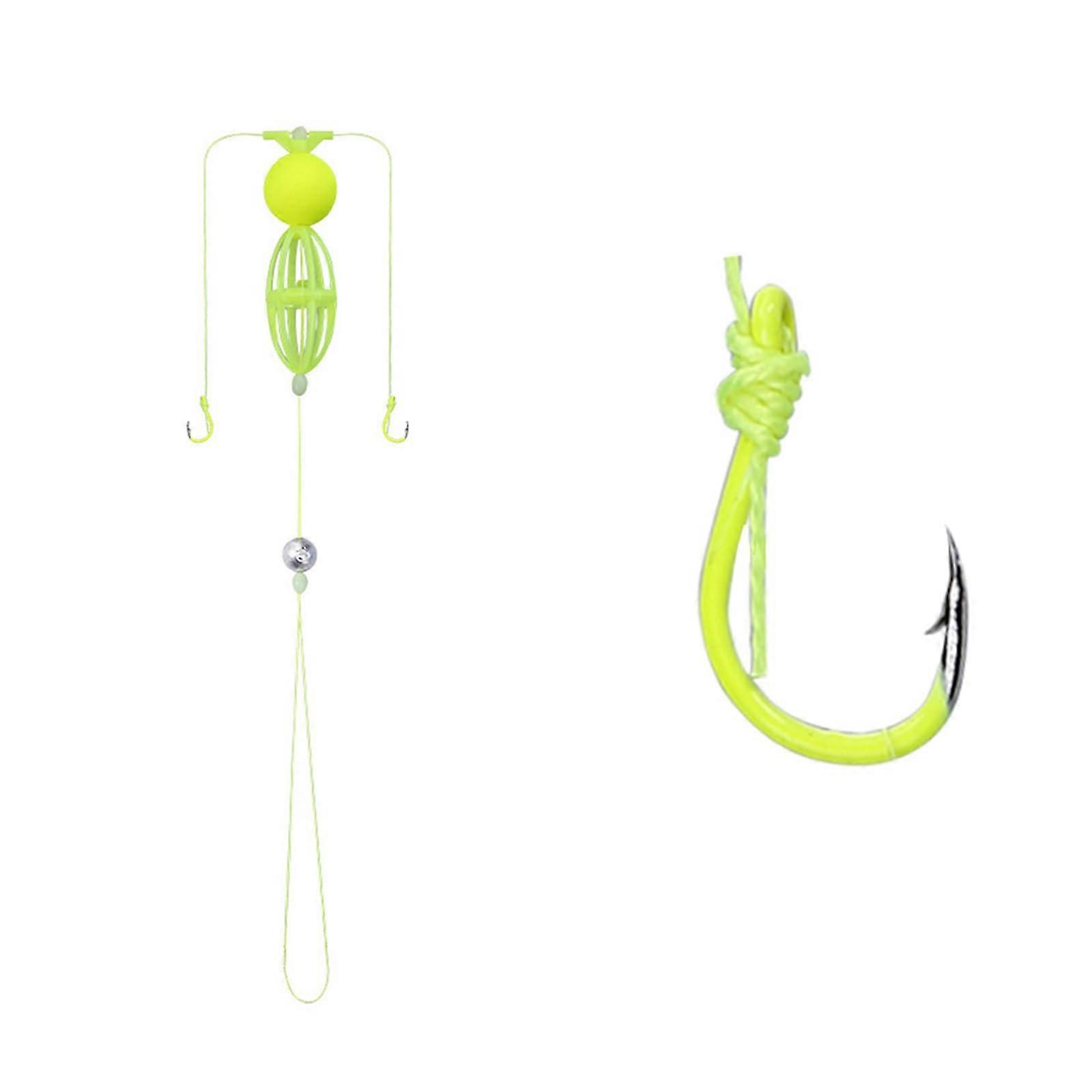 Upgraded Green Carps Fishing Line With Double Hook Anti Bottom Baits Cage For Targeting Silver Carps Simulation Soft Baits Fishing Lures Spinners