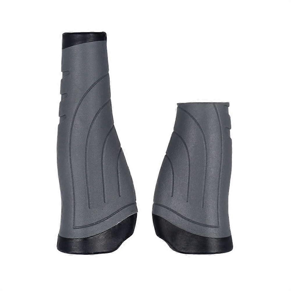 Bicycle Grips 137mm And 93mm Long Short Pair 22.2mm Bar Diameter Rubber Ergonomic Grips With Lock-On Bar End Swivel Grey