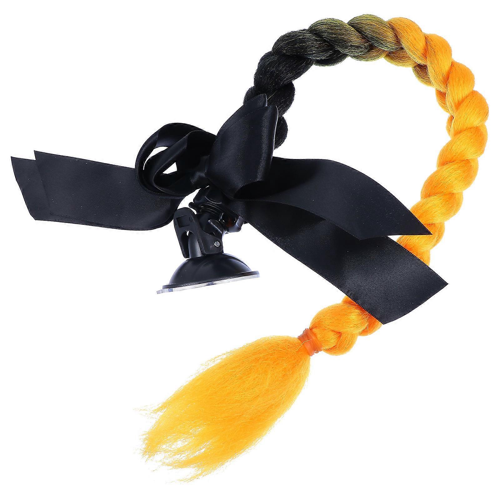 Bow Knot Ornament African Braided Wig Adornment Odorless Durable Decoration for Motorcycle Cycling Skating Scooters Suction Cup Design Easy to Stick