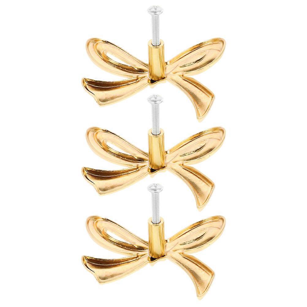 Brass Bowknot Cabinet Knobs for Dresser Drawer Pulls 3Pcs Unique Style
