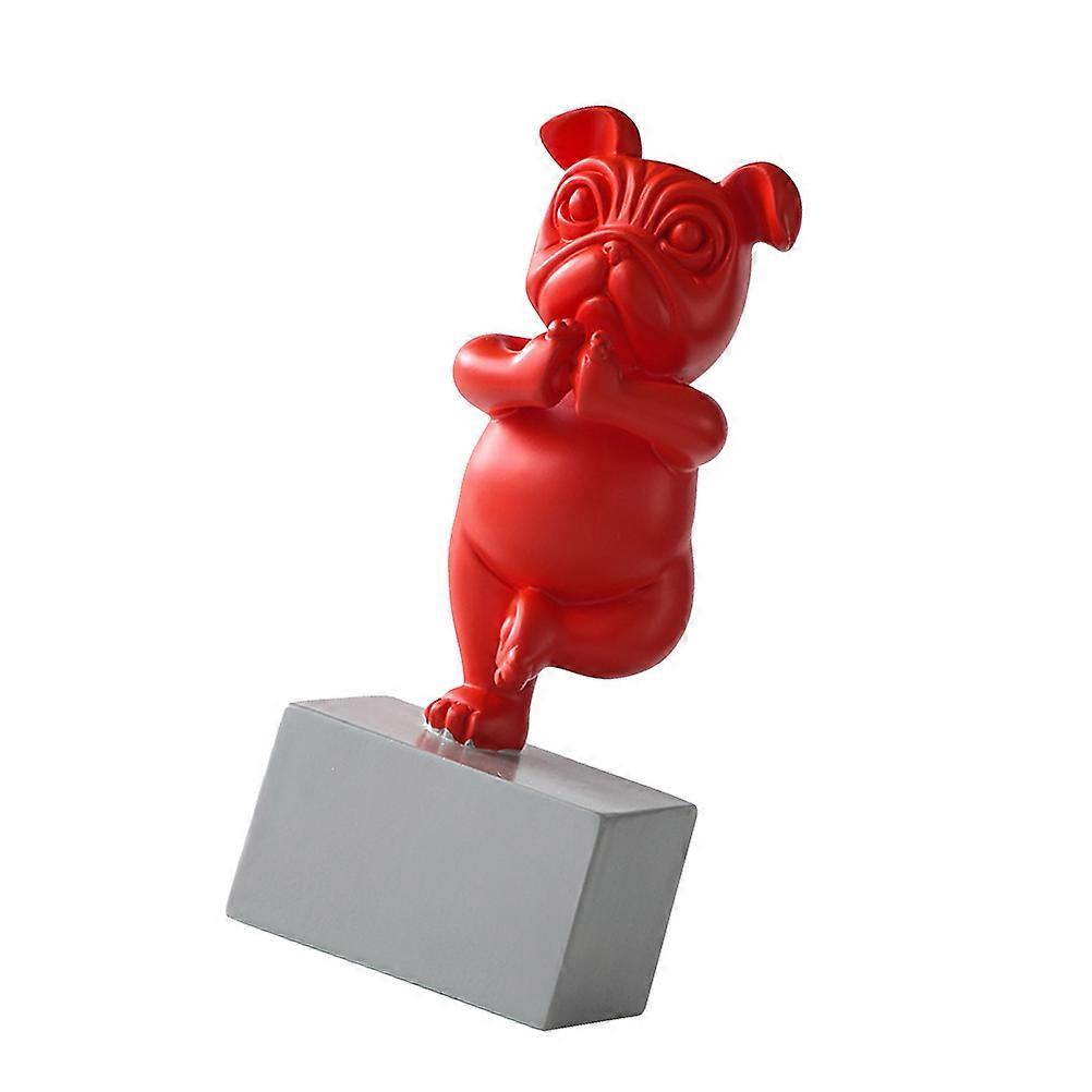 Yoga Statue Figurine Resin Craft Meditation Dog Ornament Home Office Decor Red 1Set