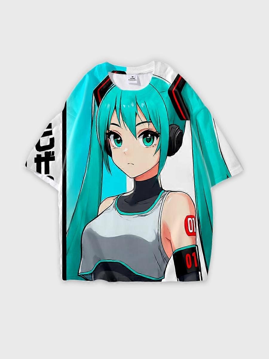 T-shirt round neck Role Pattern loose short sleeve E2845