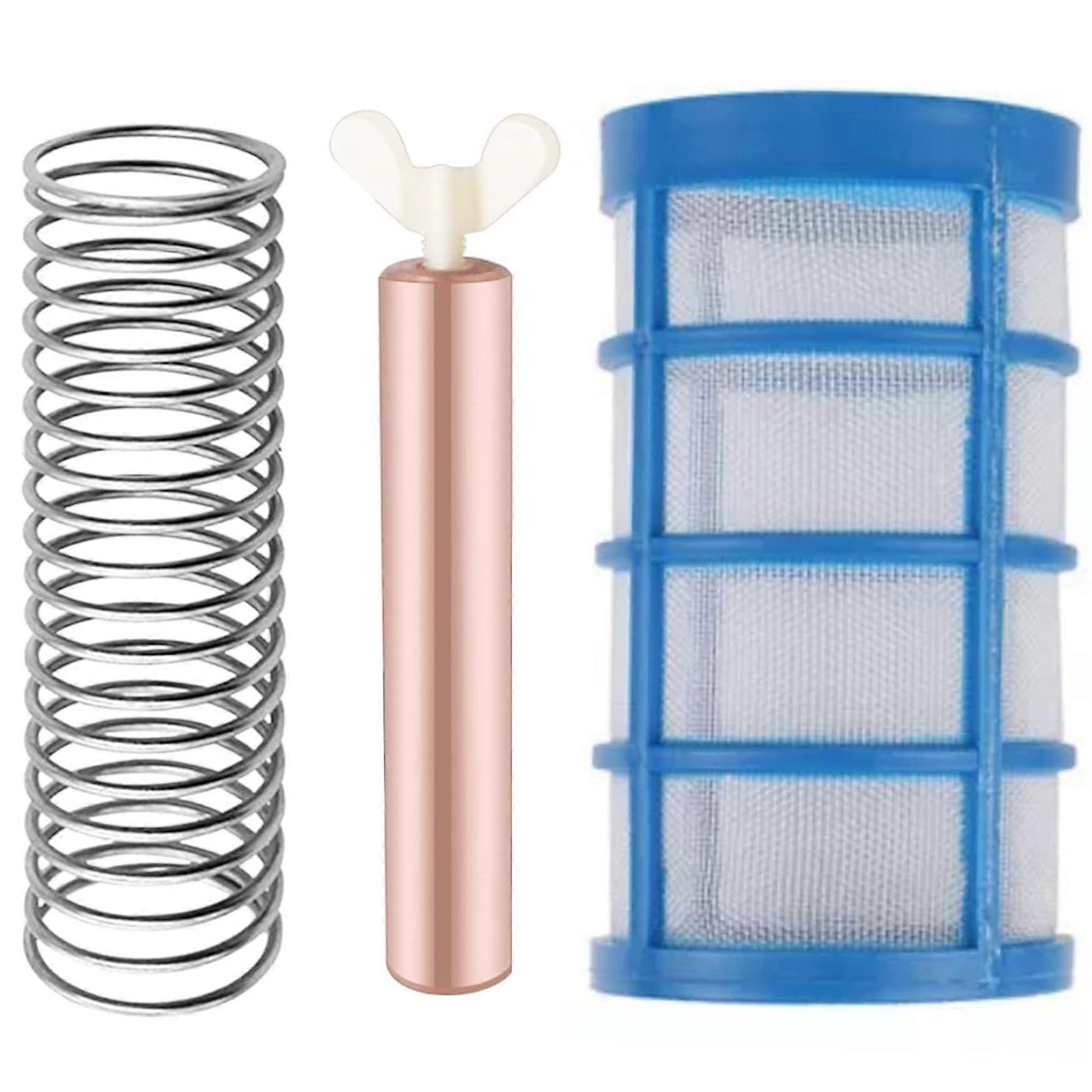 Copper Pool Ionizer with 4.1 x 0.6 Copper Anode, Basket Skimmer and Spring