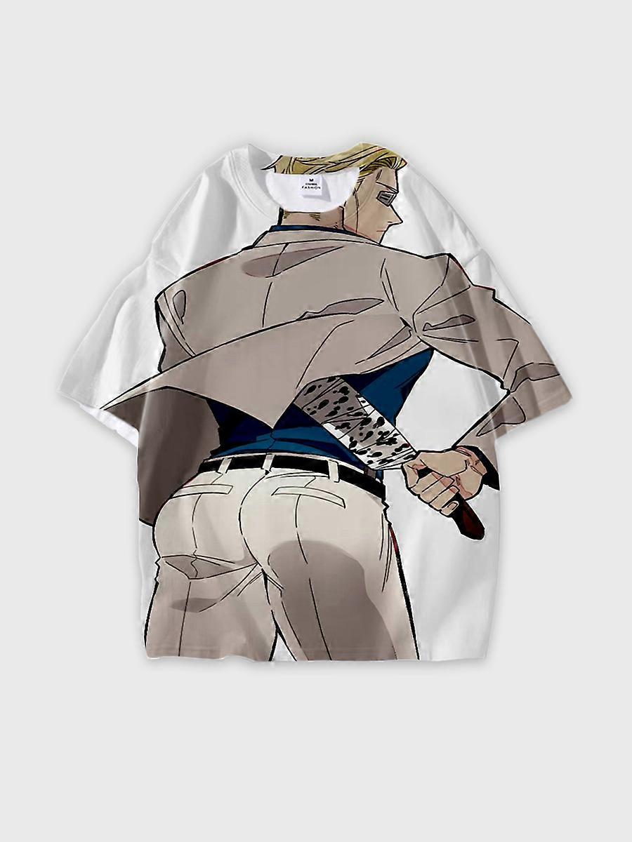 T-shirt round neck Character Pattern loose short sleeve P1969