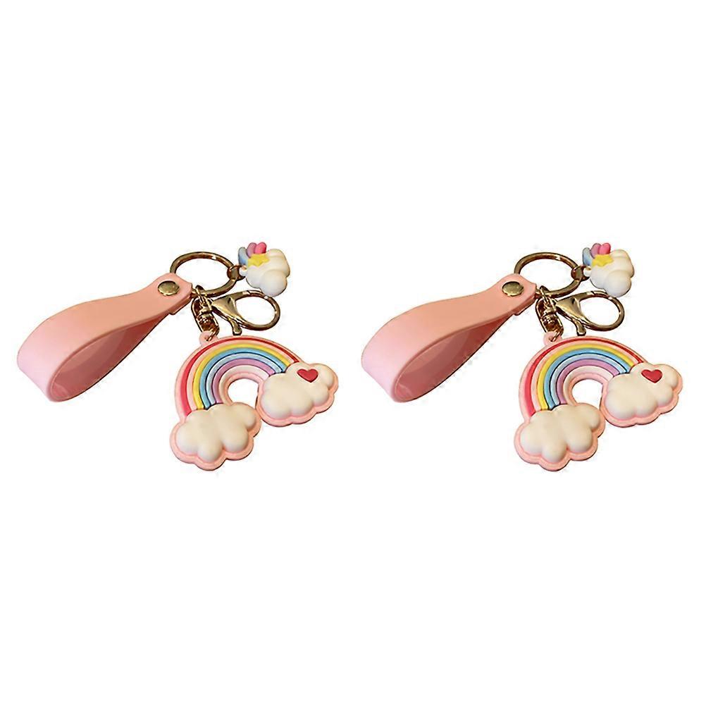 Delicate Silicone Rainbow Key Pendant 2Pcs Key Ring For Everyday Use With A Charming Design And Compact Size