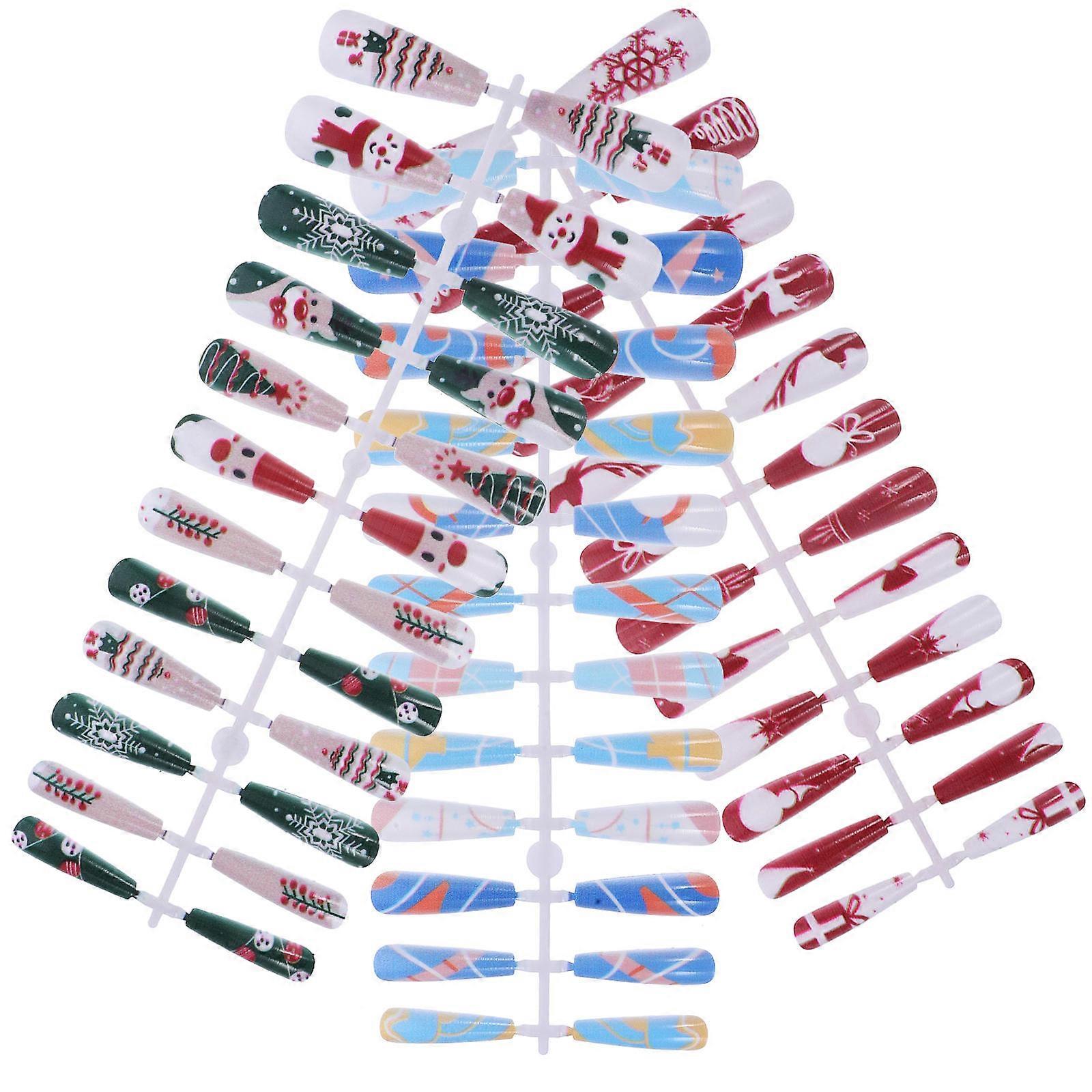 Chic Manicure 3Pcs Decorative Fake Nails Ideal For Christmas Parties Featuring Vibrant Assorted Color
