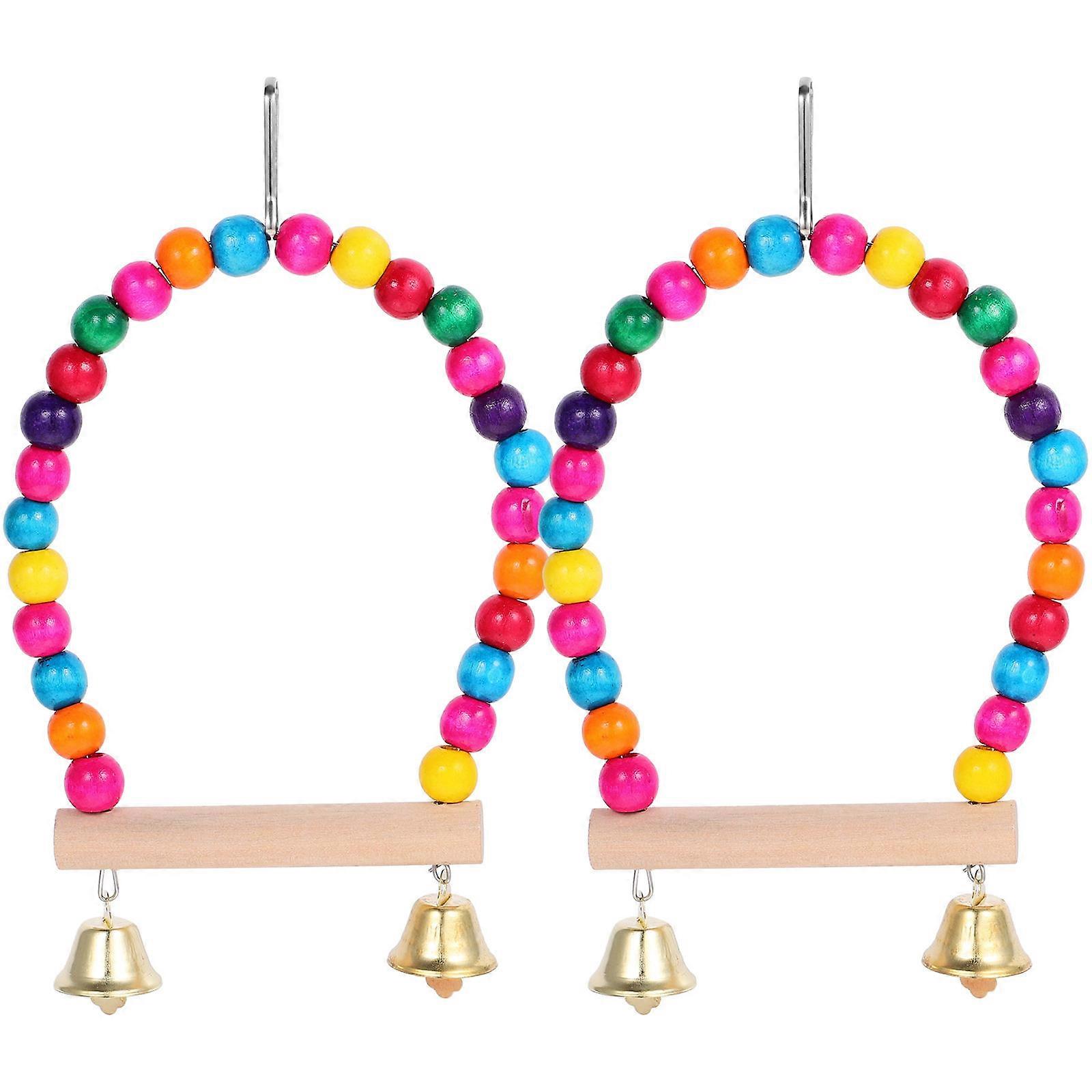 Durable Multi Wood Bird Perch Toy for Parakeets and Small Pets Encourages Balance Training 2pcs