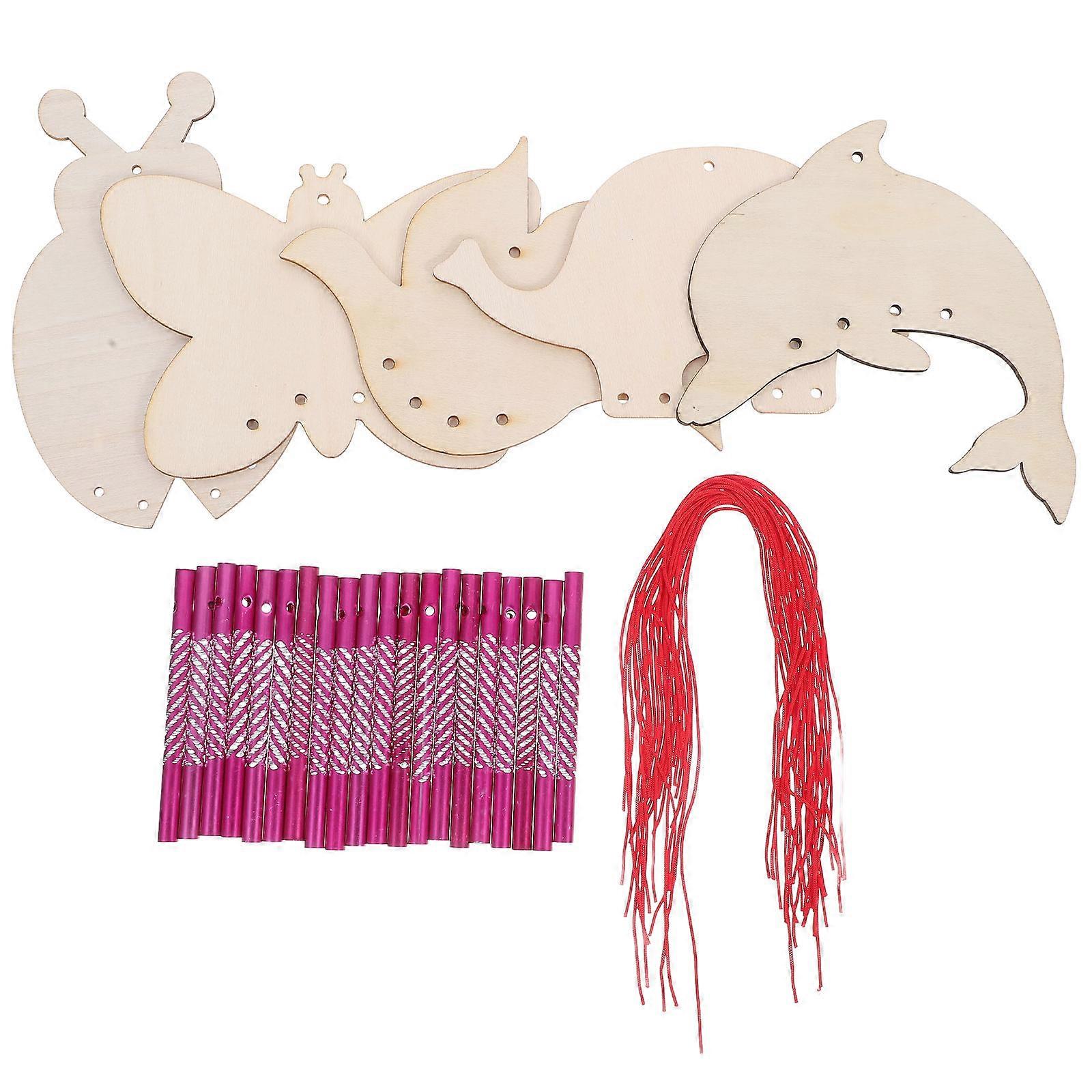 Wooden Wind Chime Craft Kits 5 Sets with Animal Designs for Creative DIY Projects, Ideal for Classrooms, Parties, and Arts & Crafts Fun