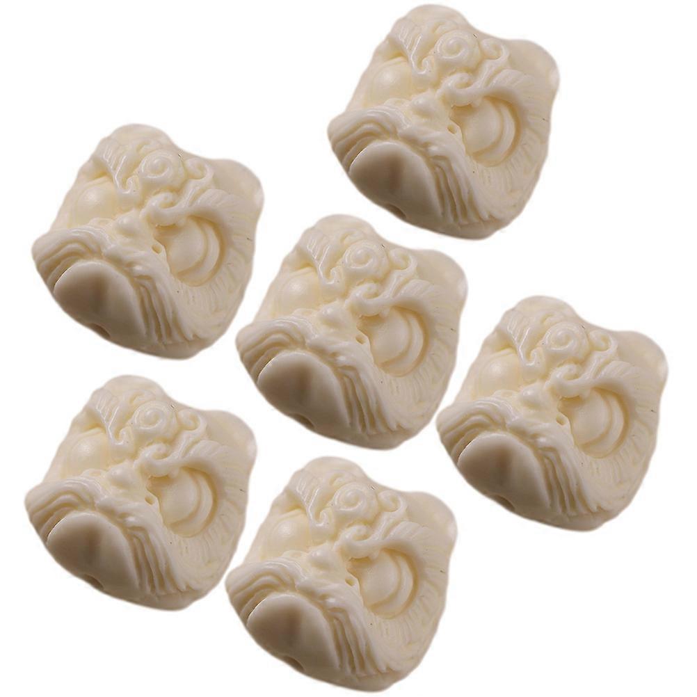 Loose Spacer Beads With Lion Shape Design For Accessory Creation In White For Gift Giving 6Pcs