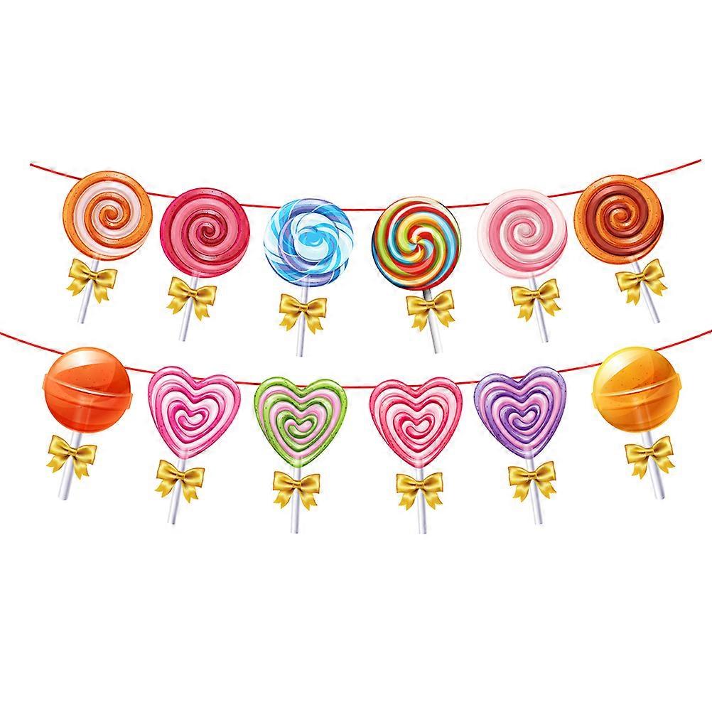 明るい色のハッピーバースデーロリポップバナーキッズパーティーの機会の家の装飾1セット