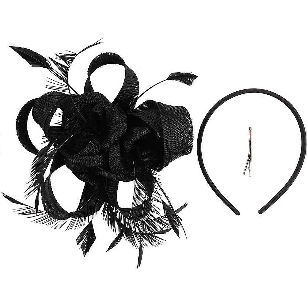 Elegant Black Headband for Afternoon Tea with Delicate Plume Design and Comfortable Cloth Fit 1