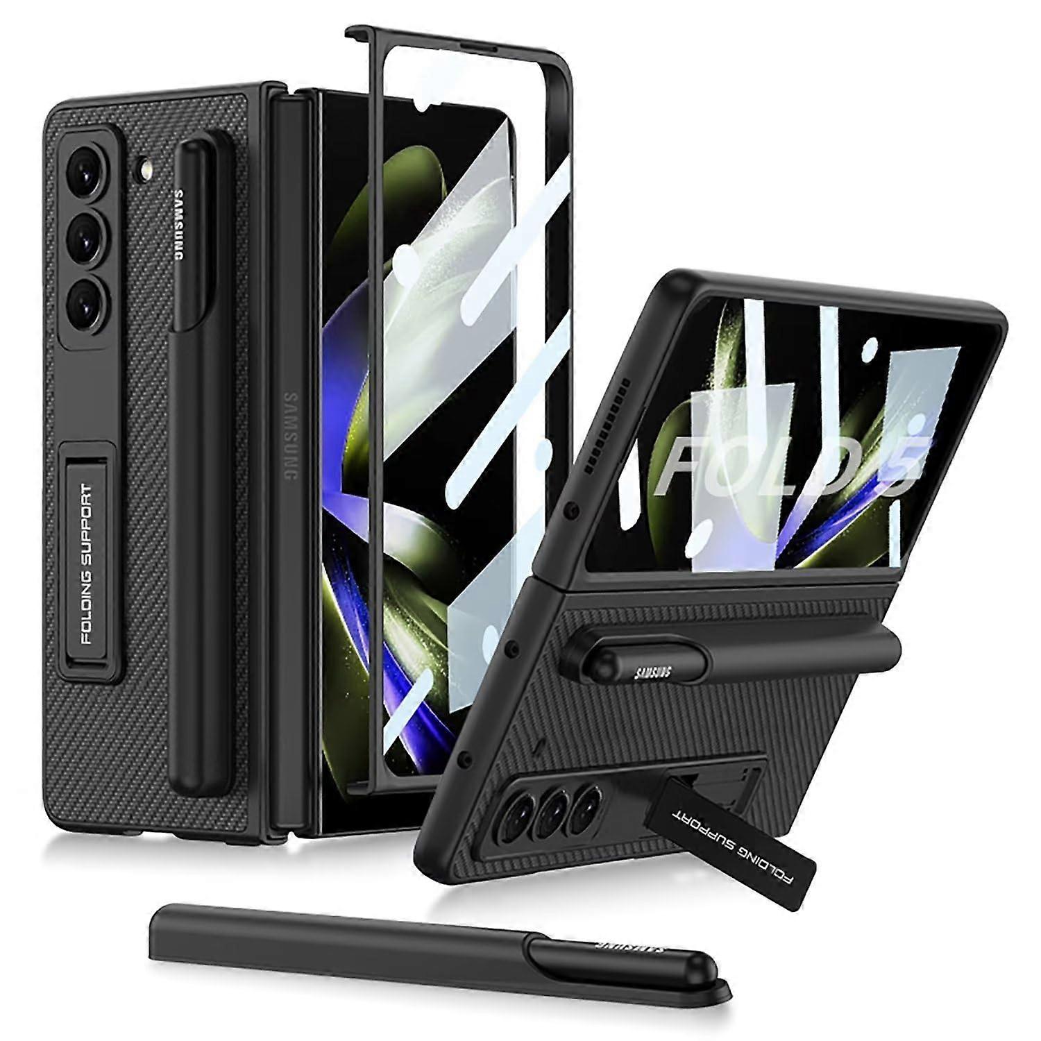 Samsung Galaxy Z Fold 5 Case, Hard PC Leather with Screen Protector