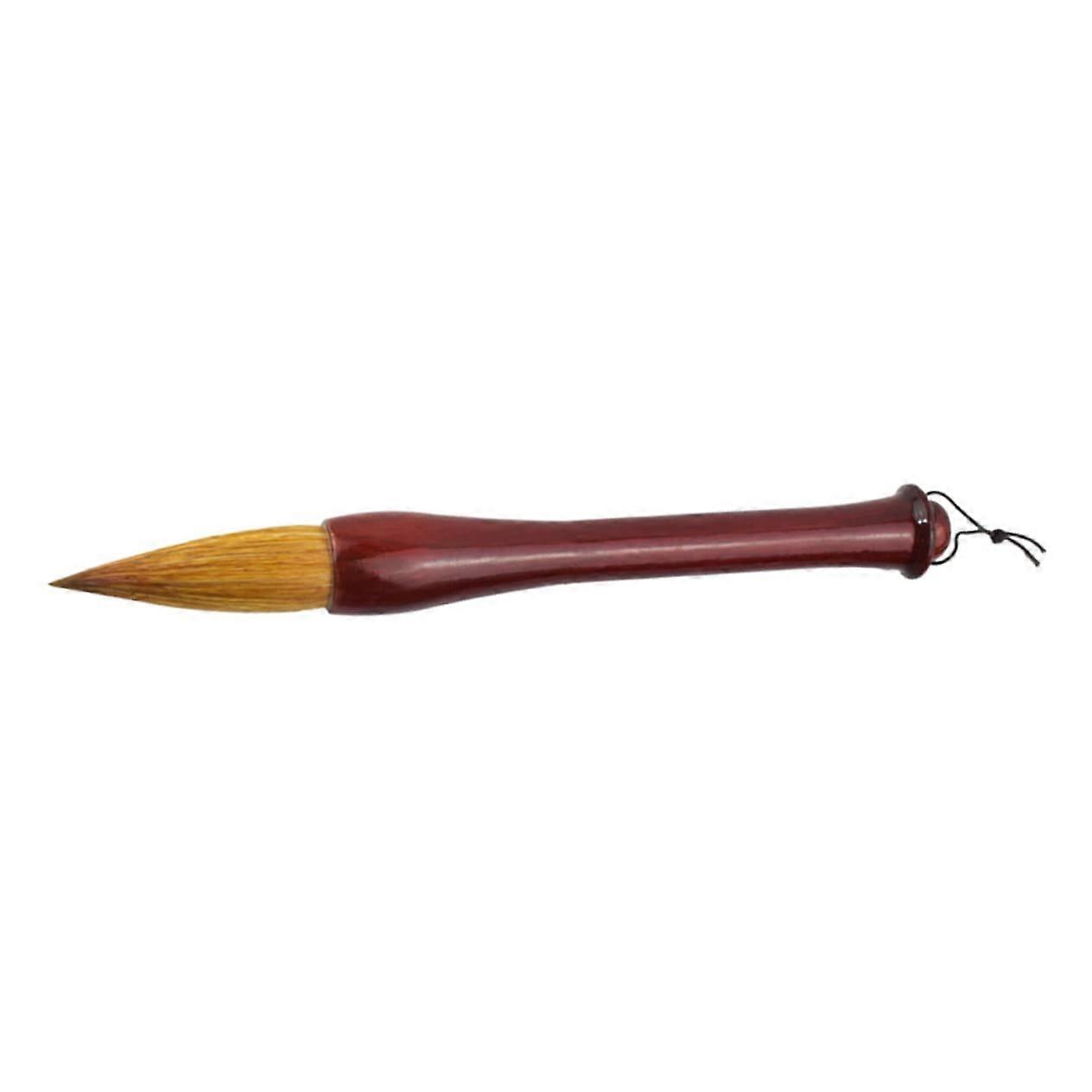 Chinese Calligraphy Brush Refillable Pen with Wool Bristles, Comfortable Grip, Wooden Handle, White for Art Projects
