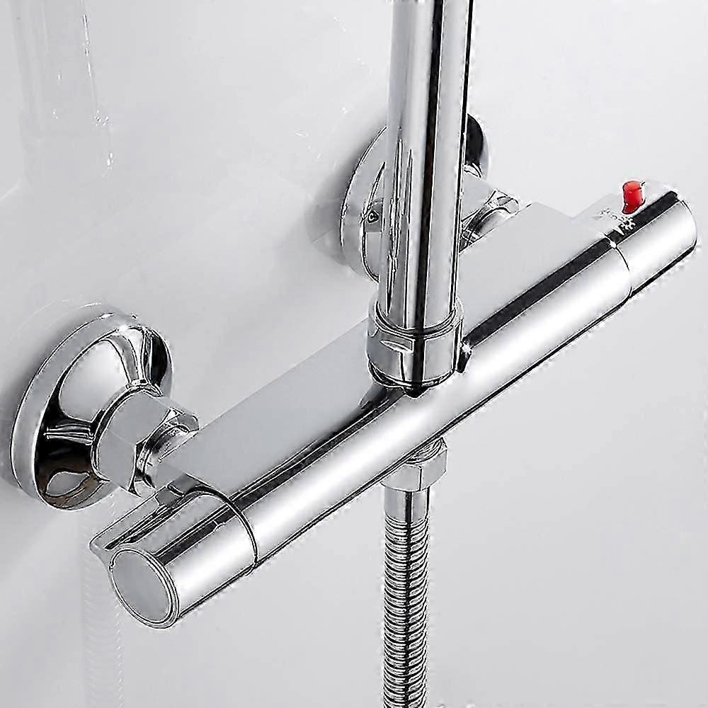 Thermostatic Shower Mixer 2 Outlets High and Low Chrome Brass Anti-scalding Mixer Tap