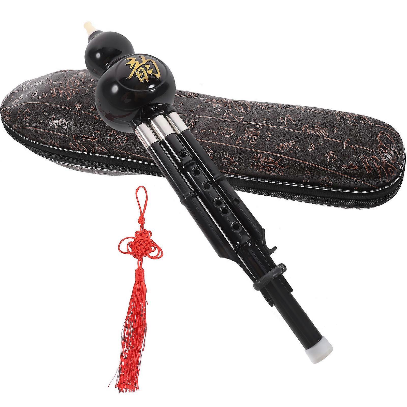 Black Hulusi Flute Made of ABS and Cupronickel for Practice Lightweight Portable 1 Set