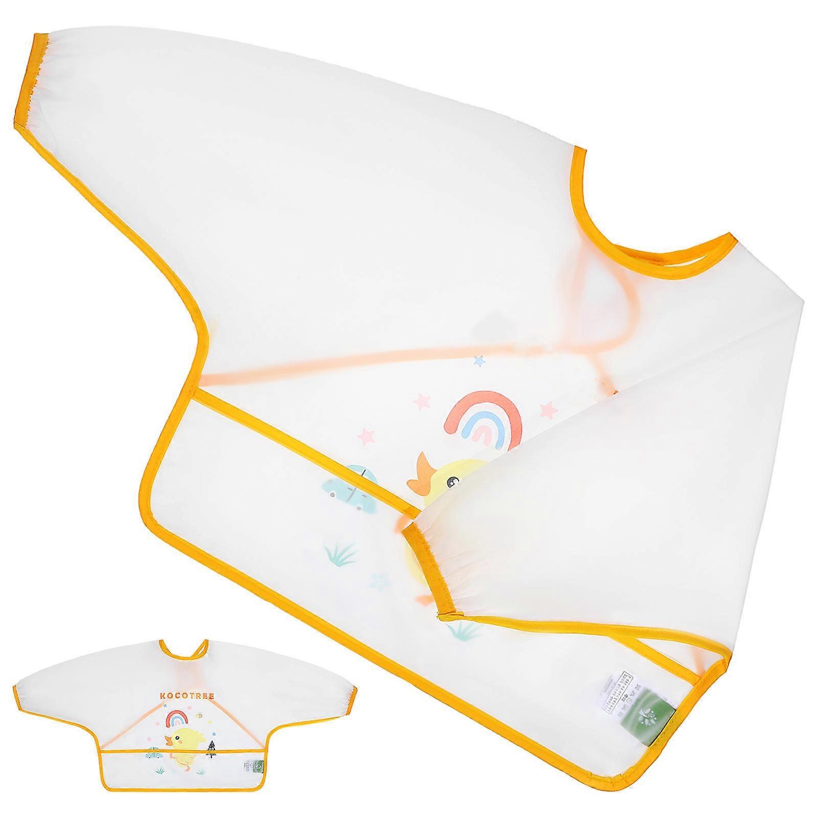 2 Pcs Toddler Bibs Long Sleeve Smock Style For Indoor Play Waterproof Easy Cleaning White