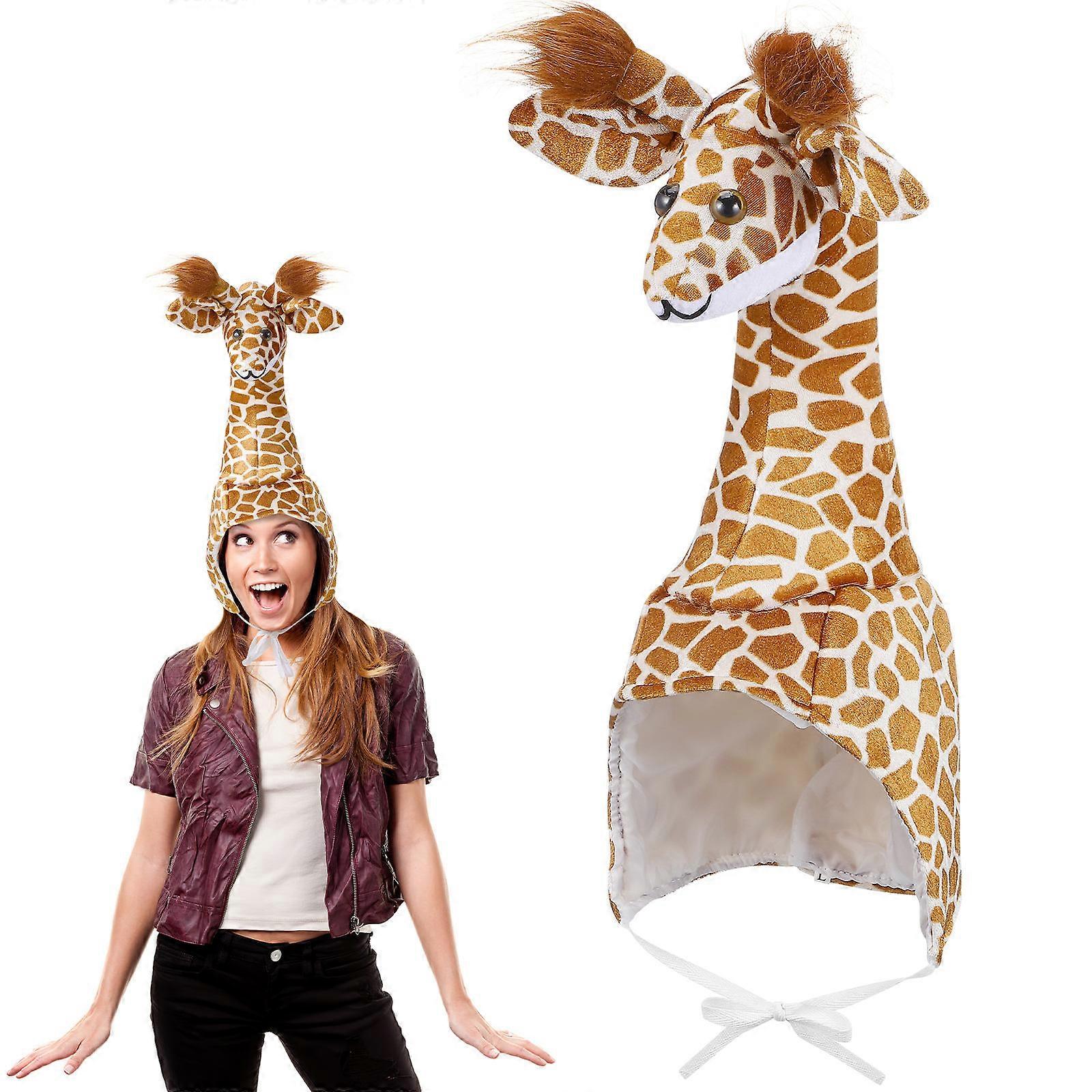 Giraffe Shaped Performance Costume Hat For Parent Child Interaction Chocolate Color 1Set