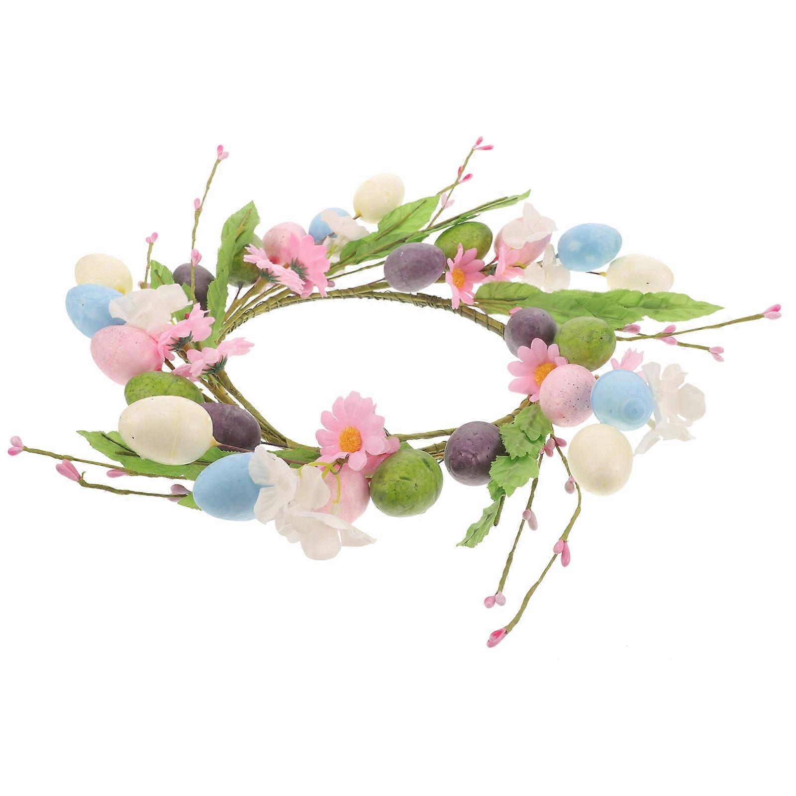 Easter Egg Wreath with Bright Colors and Fine Texture for Front Door Decor Multi