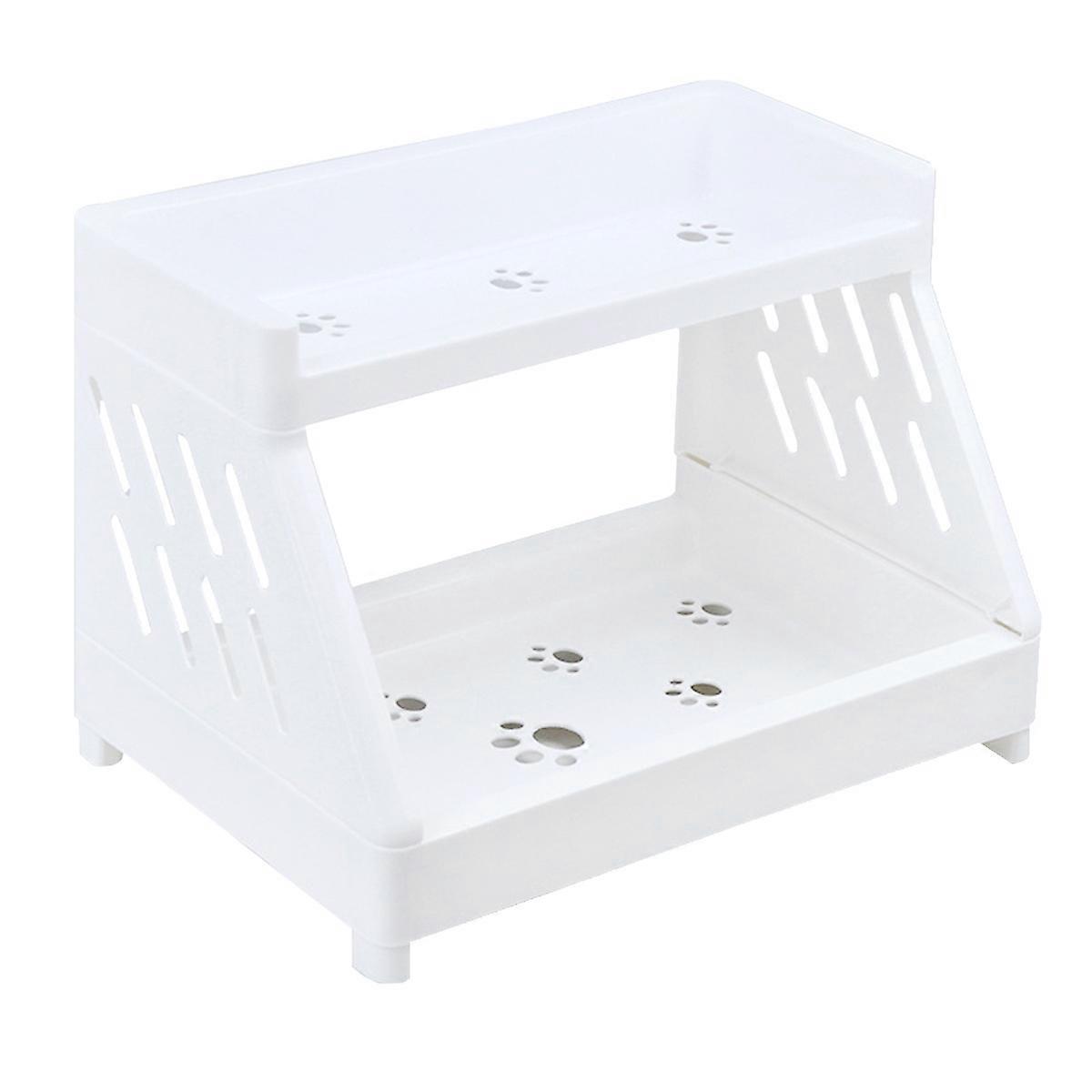 White Plastic Cosmetics Storage Rack for Home 2 Layers Bright Color Classic Practical