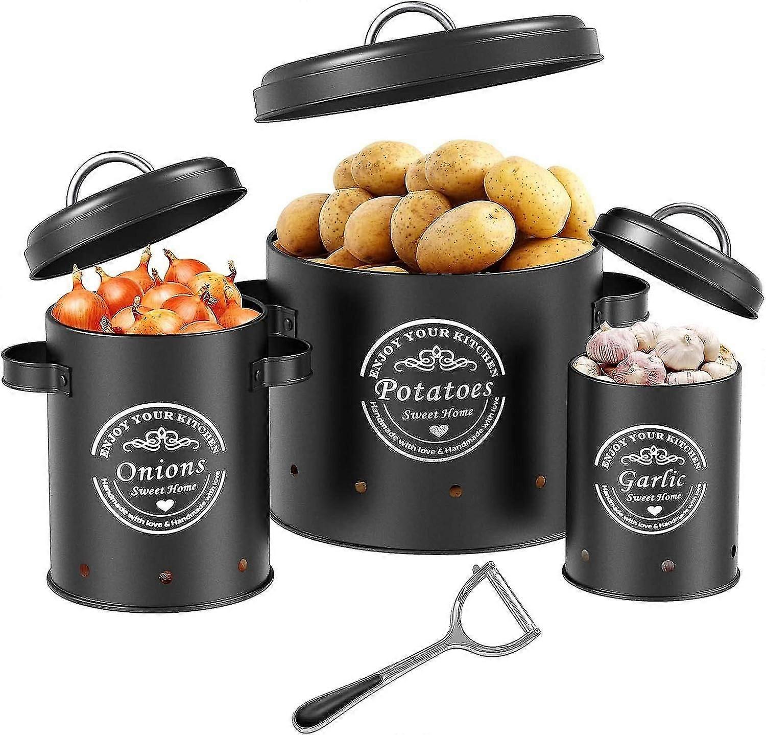 Large Metal Potato & Onion Storage Box Set