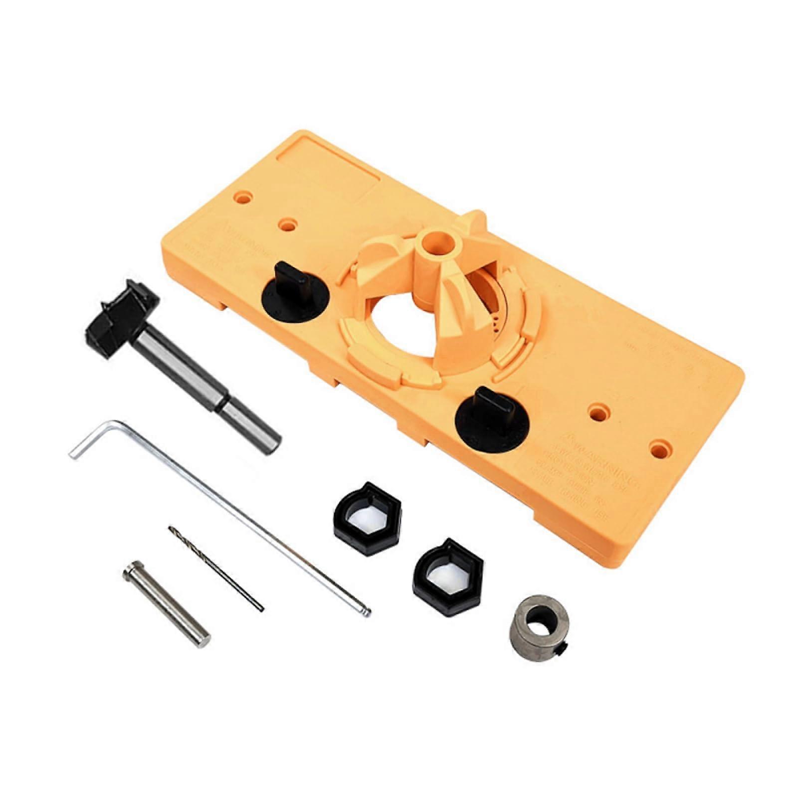 Gelb 35mm Concealed Hinge Hole Jig Drilling Guide Hole Locator Hole Opener Positioning Tool for Doors, Cabinets, Wardrobes