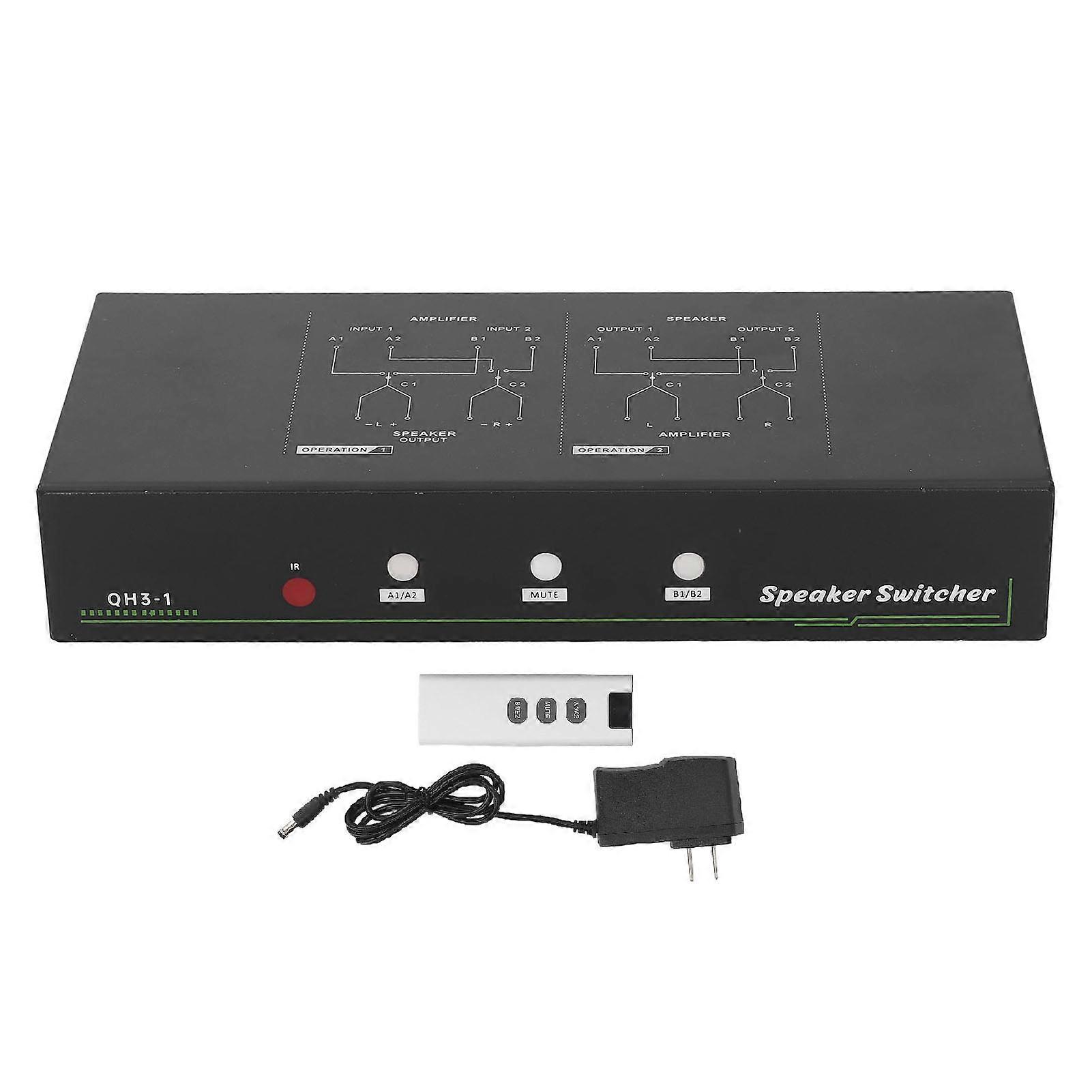 Manual Switcher with Remote Control 1 in 2 Or 2 in 1 Out Amplifier Speaker Selector Switch XLR Interface